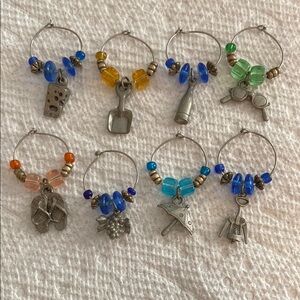 Wine Glass Charms Handmade Silver Pewter Decorative for Parties Set of 8